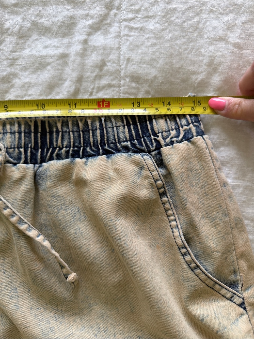 Women's Washed Tan Drawstring Shorts - Picture 5 of 7